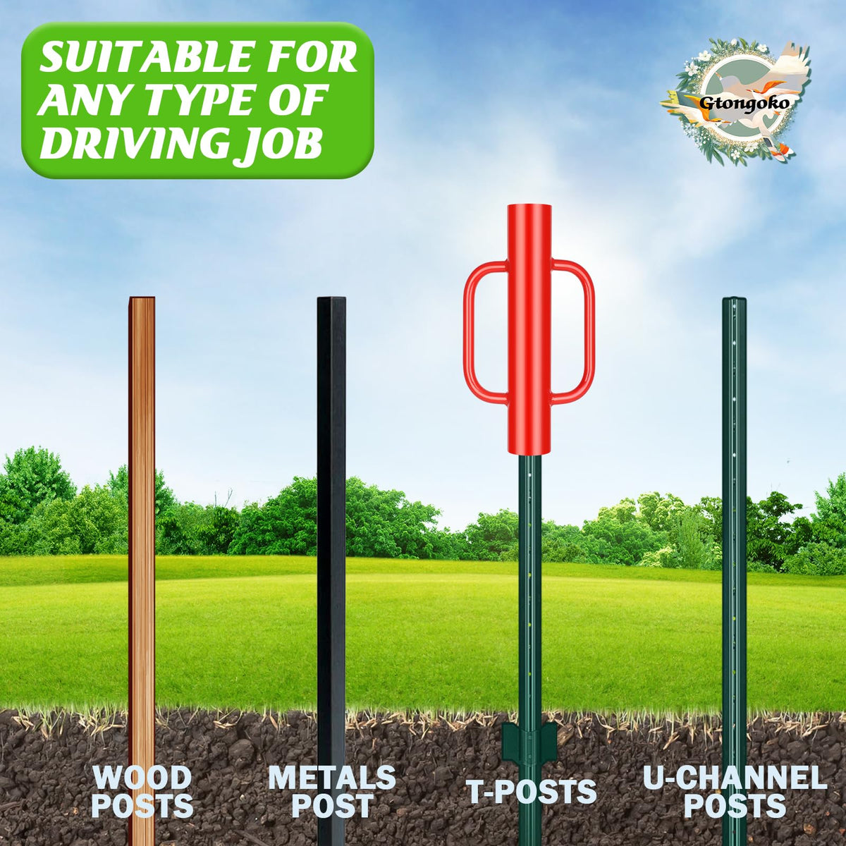 Heavy‑duty fence post driver in action on a yard fence project