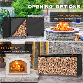 Gtongoko outdoor firewood rack installed in backyard, showcasing weather-ready design