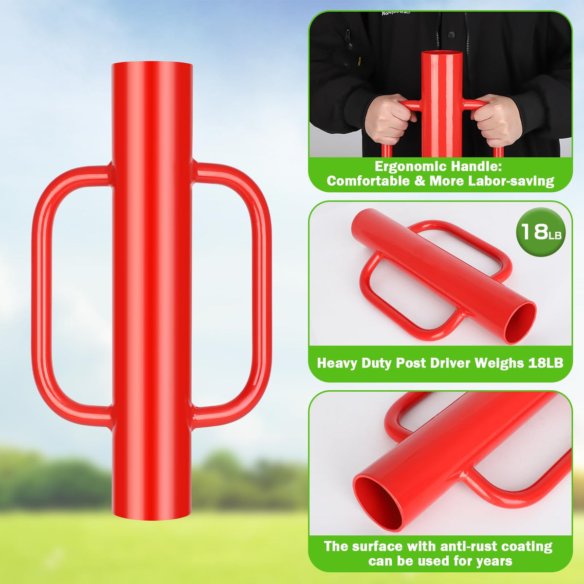 Two-handle design provides stable grip during driving tasks
