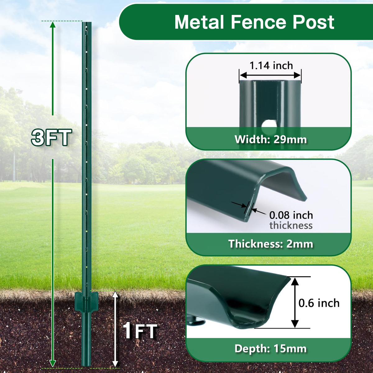 Gtongoko U-channel fence post enhances ground grip for reliable yard fencing.