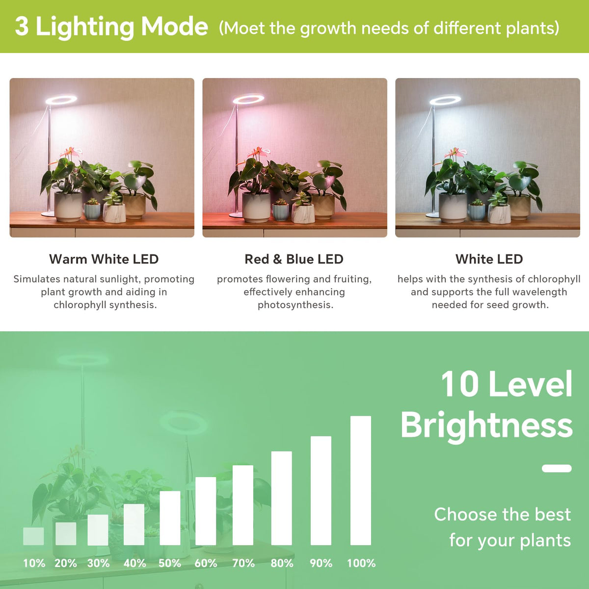 GTRUIIDY desk grow light timer display enables automated daily lighting.