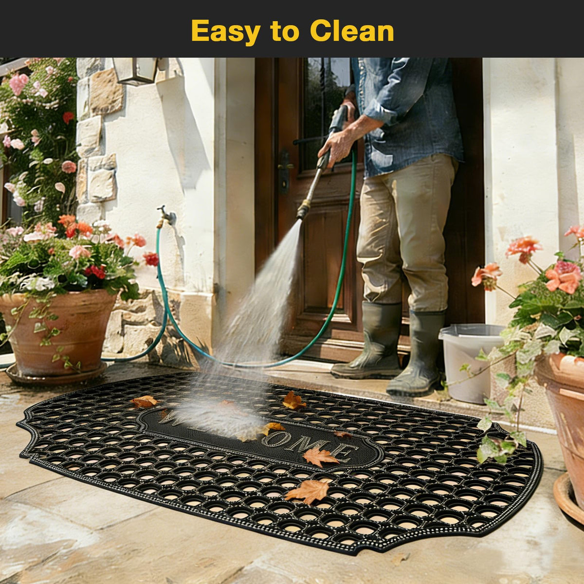 GTRY garage and driveway mat keeps entrances clean across seasons