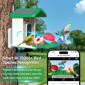 GTSABWAY bird feeder camera side view highlights weatherproof design for year-round yard use.