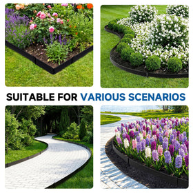 GTSABWAY border installed along a garden bed keeps mulch contained.
