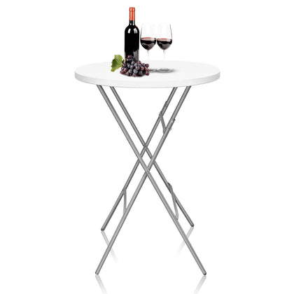 Guagua 32-round folding high-top table white for outdoor patio use and easy setup.
