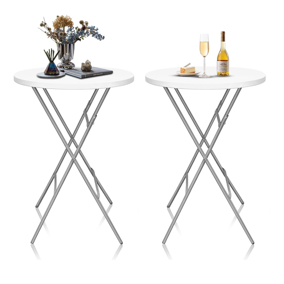 GUAGUA 32inch round folding table used outdoors on a patio, durable for entertaining.
