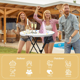 GUAGUA 32inch round folding table for patio garden use with weather resistant plastic.