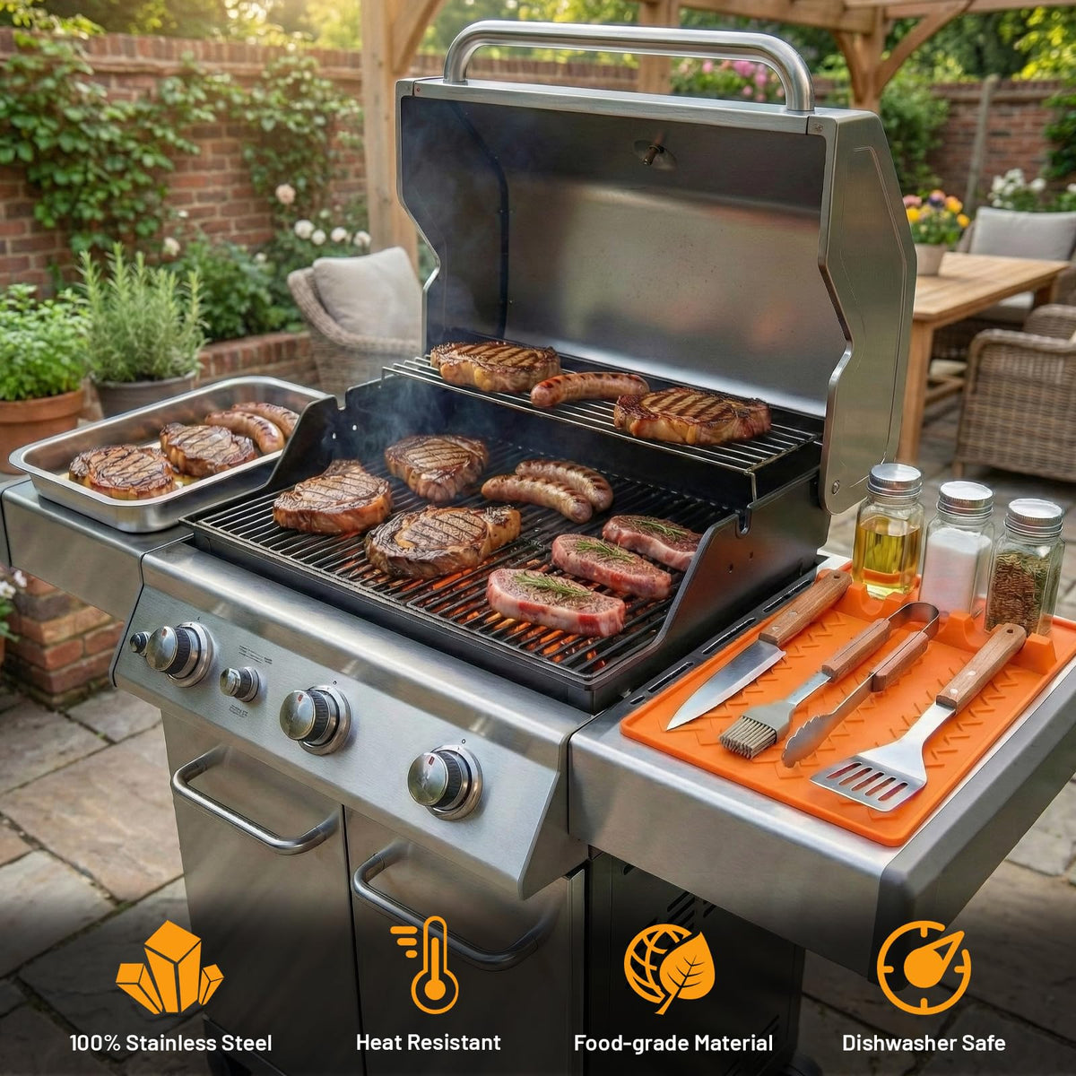 GuanBoXin cutting board offers a durable bamboo surface for chopping and marinating prep.