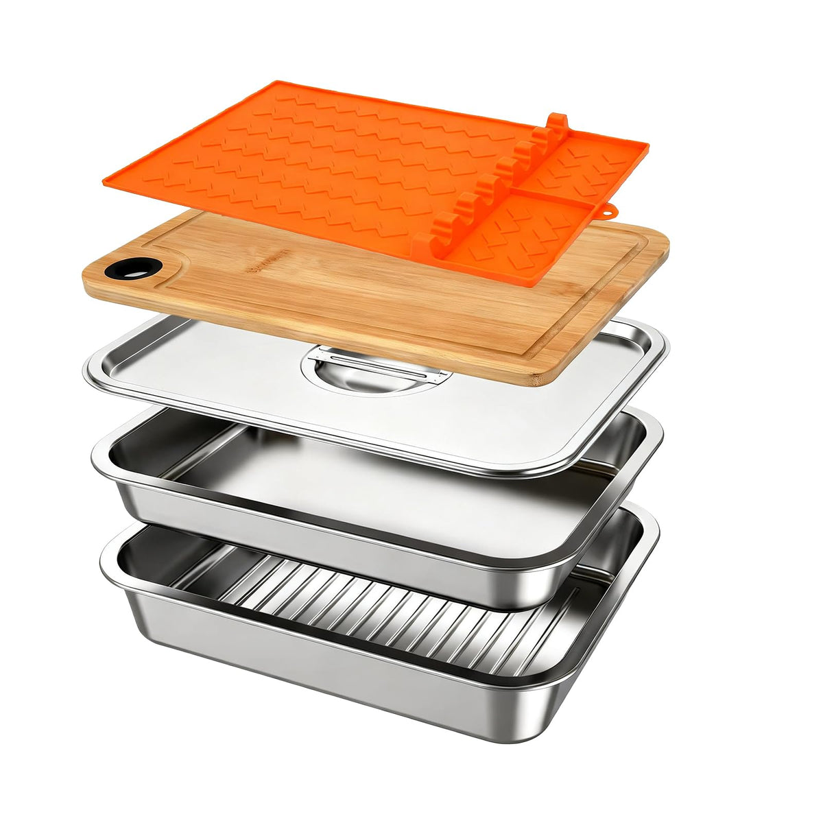 GuanBoXin deep tray ready for marinating and transporting raw meat safely.
