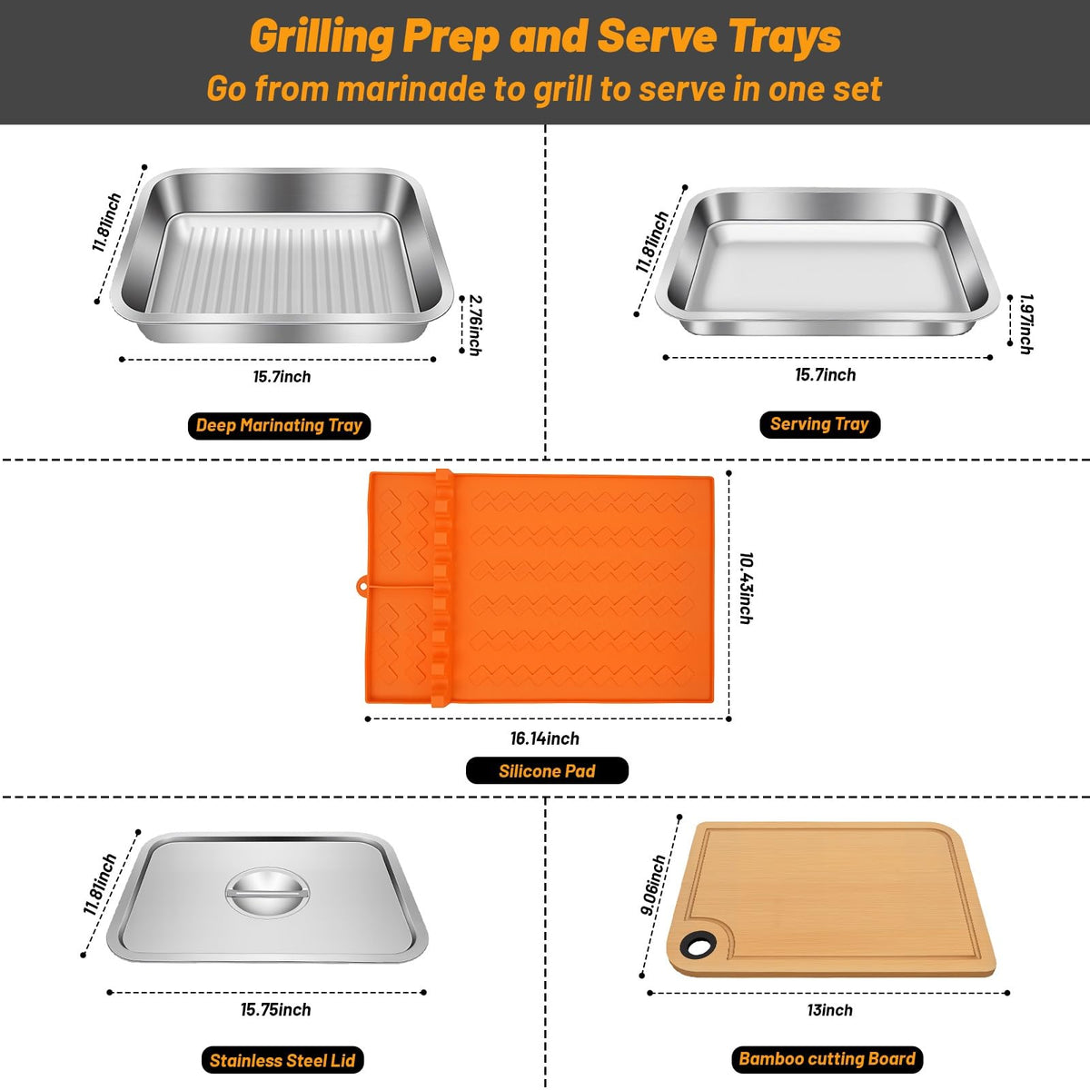 GuanBoXin lid seals freshness and blocks insects on the grill prep trays.
