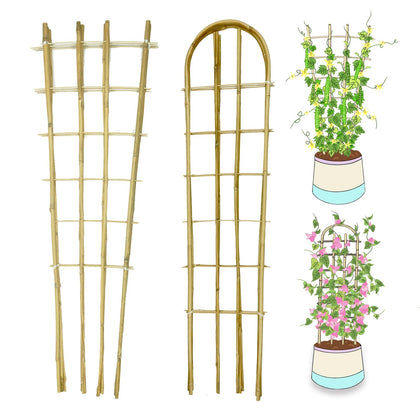 GUANGYE bamboo trellis 4ft fan-shaped supports climbing plants for better sunlight