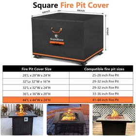 GuardKove 44in square fire pit cover side view stays secure in windy conditions