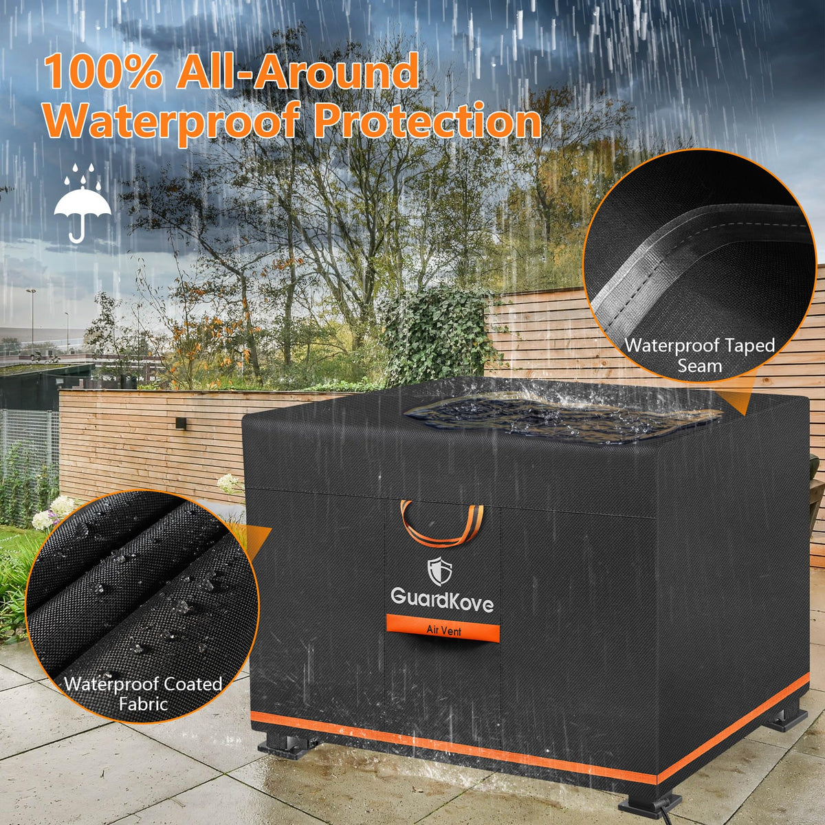 GuardKove 44in square fire pit cover UV protection preserves color