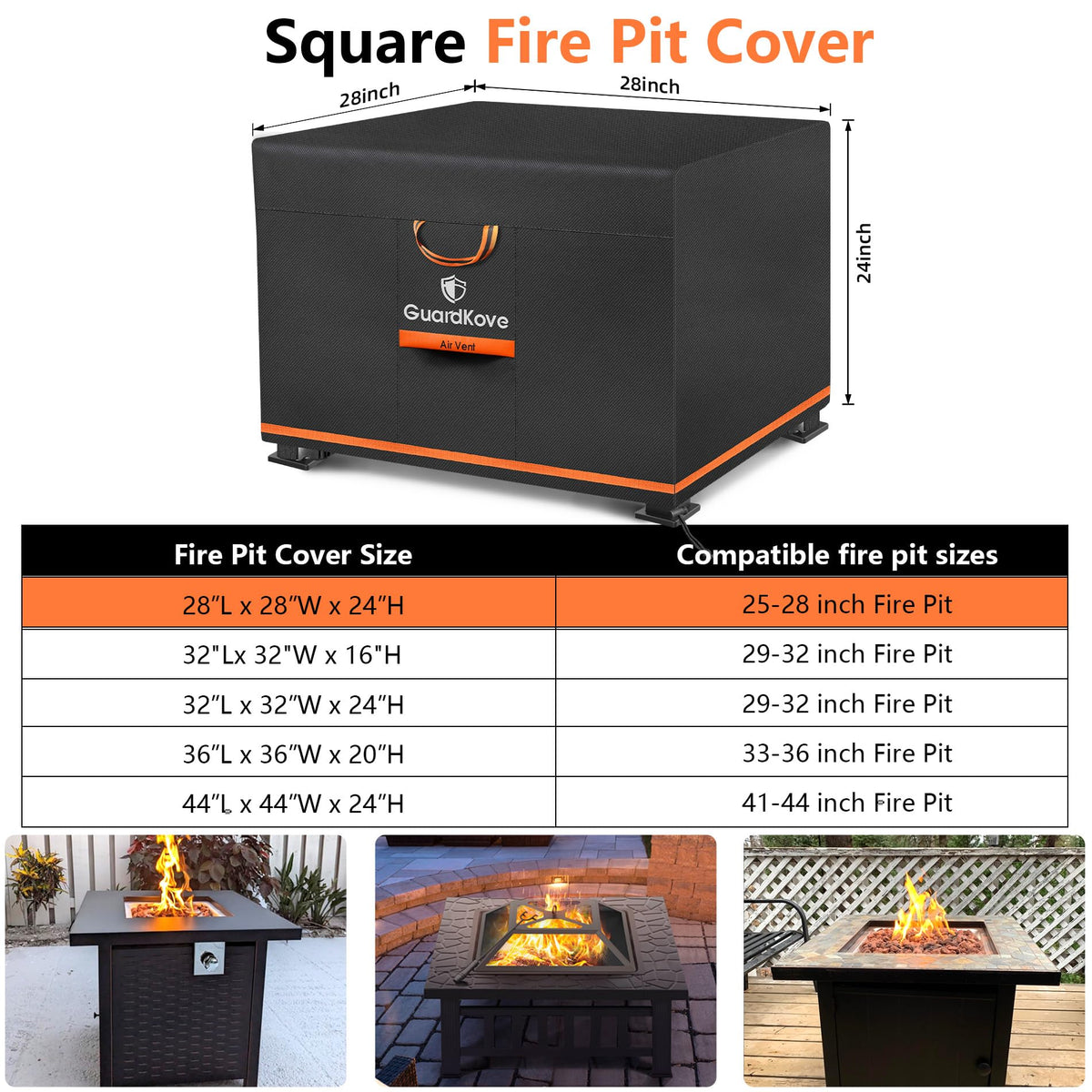 GuardKove square cover close-up shows drawstring and buckle for secure fit
