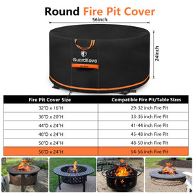 GuardKove round fire pit cover with drawstring and buckle ensures secure fit for windy days.