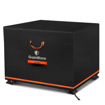 GuardKove square fire pit cover with waterproof fabric protects the pit from rain.