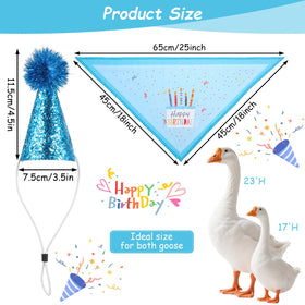Guduling Birthday Goose Outfit Bandana blue adds festive cake motif appeal.