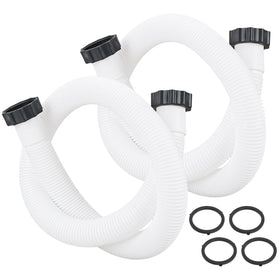GUEQUITLEX pool hose 1.5 inch with end nuts shows easy installation for above-ground pools.