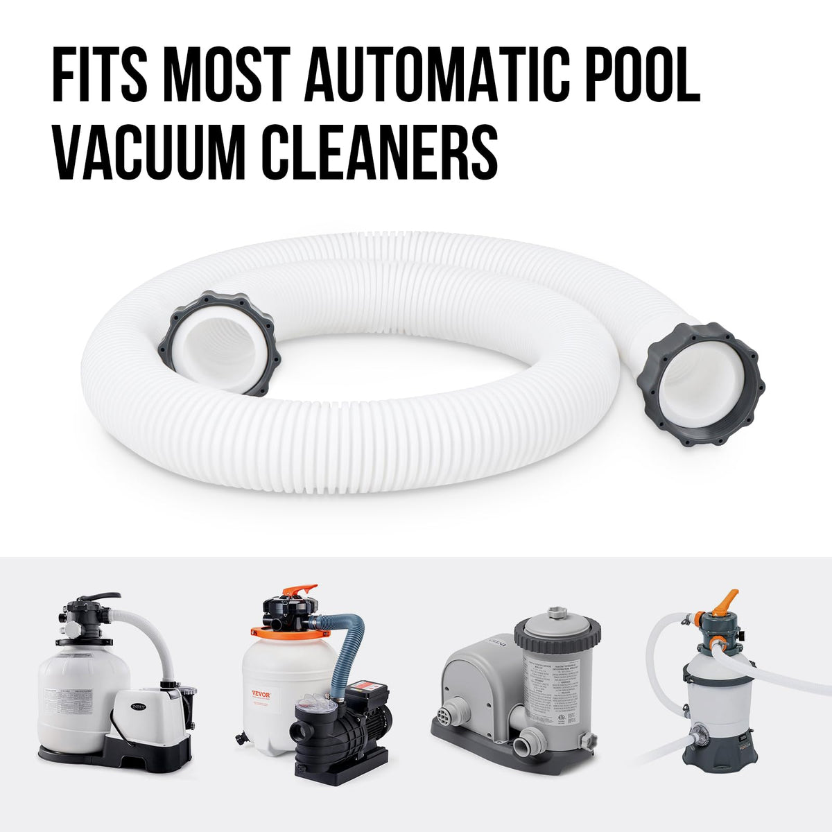 GUEQUITLEX 59-inch hose laid out to show reach across above-ground pool.