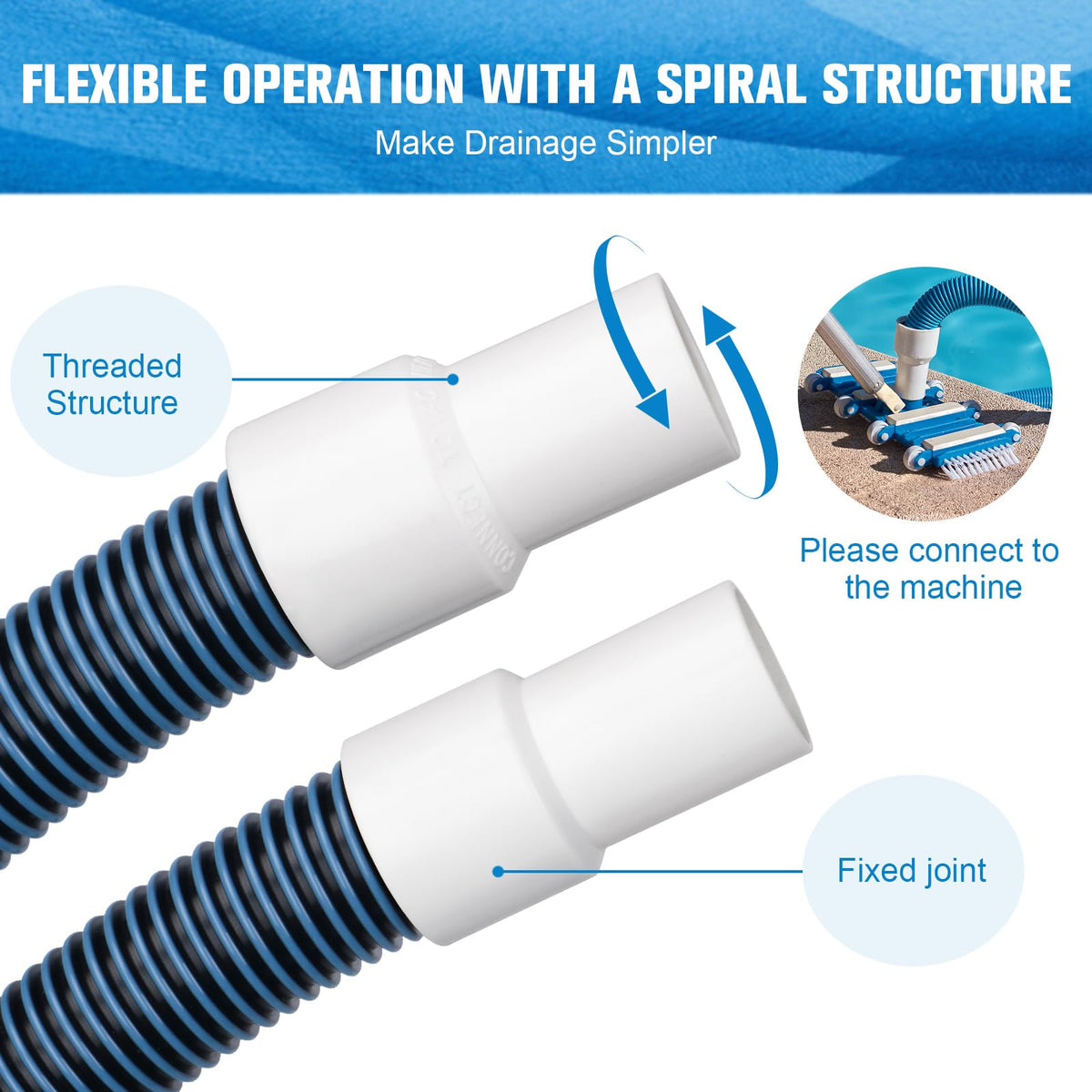 GUEQUITLEX durable polyethylene pool hose for reliable suction and smooth water flow.