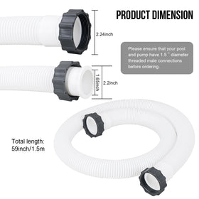 GUEQUITLEX hose end nuts close-up demonstrates screw-on connection for quick pool pump setup.