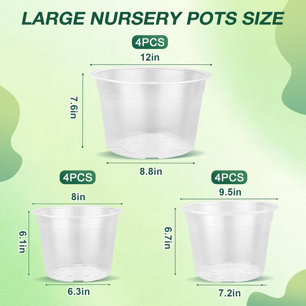 GUGEMEI clear nursery pot 10-inch ideal for larger seedlings and shrubs