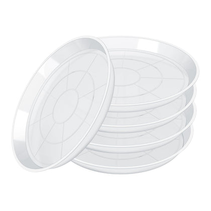 GUGEMEI 8 inch clear plant saucer five-pack protects surfaces from excess water.