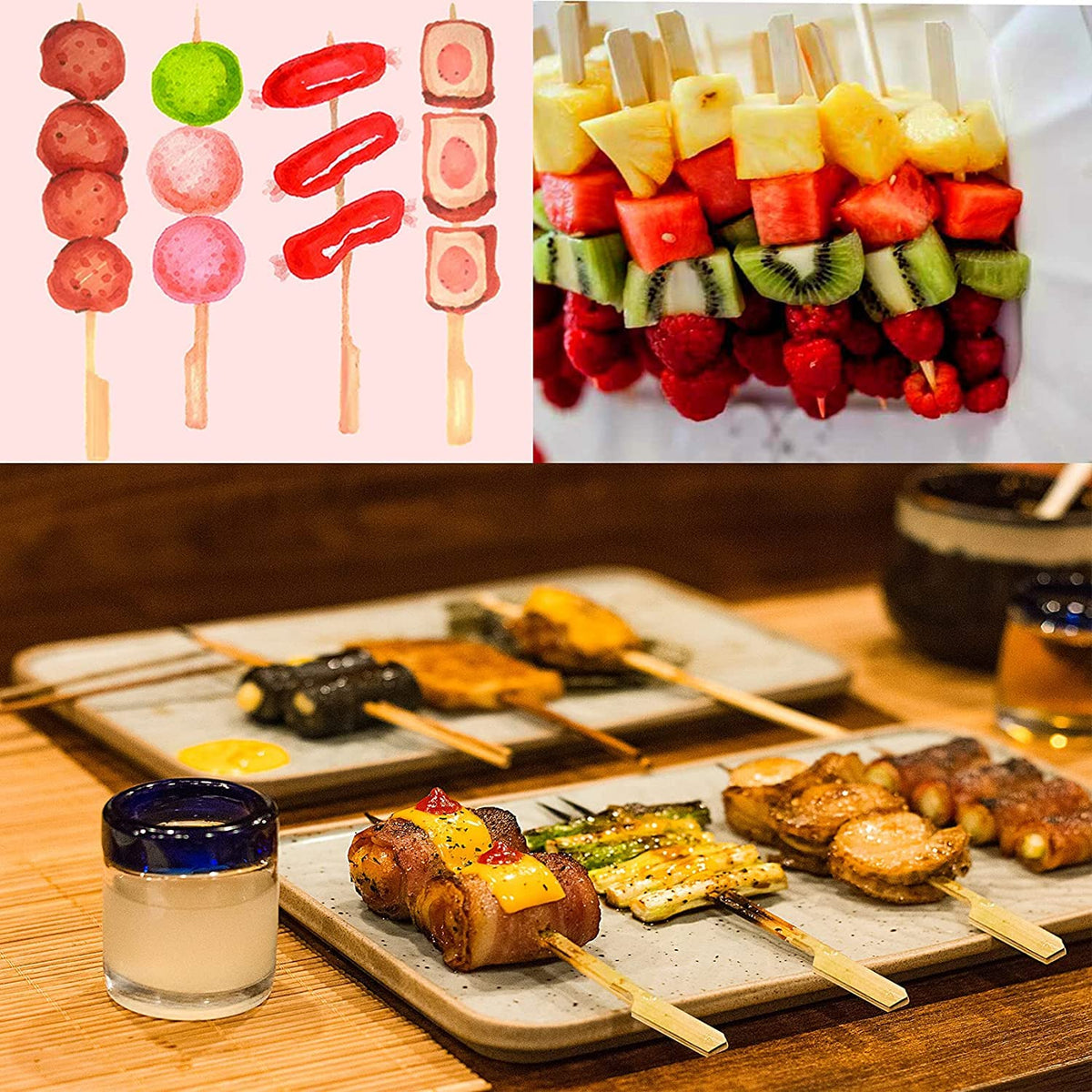 GuGen fruit kabob paddle picks for colorful party displays.