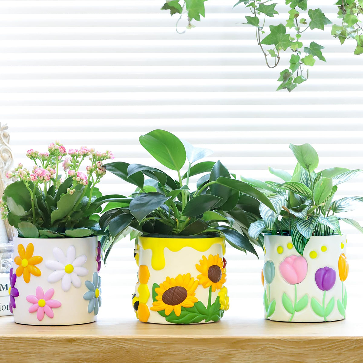 GUGUGO rainbow mushrooms planter adds playful vibe to desk succulent setup