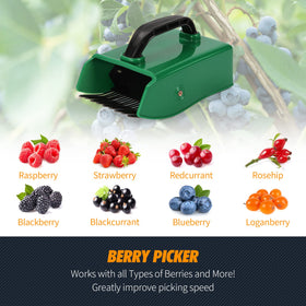 GUGULUZA Green and black berry harvester offers a comfortable outdoor grip.