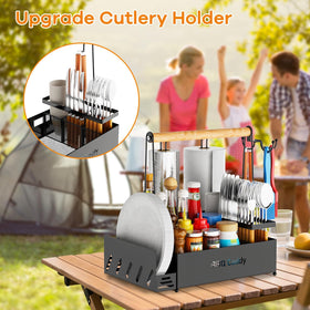 GUIBUKEYAN Grill Caddy compact size for RV and camping setups.