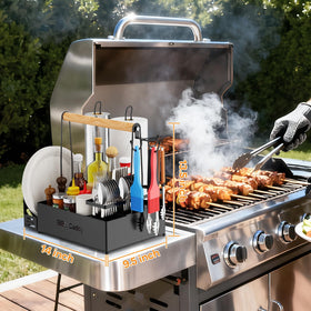 GUIBUKEYAN Grill Caddy open compartments for forks, spoons, and knives.
