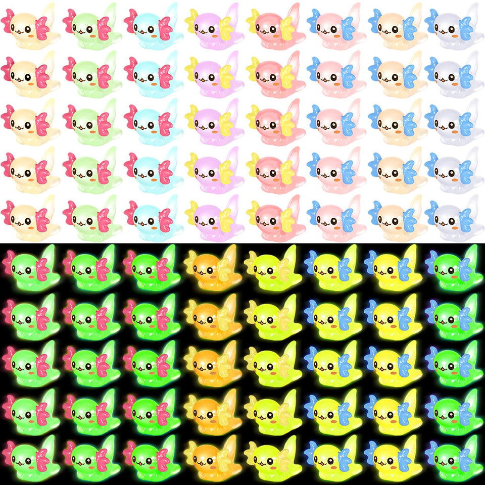Guiqulai 80pcs mini axolotl figures for playful decor and crafts.