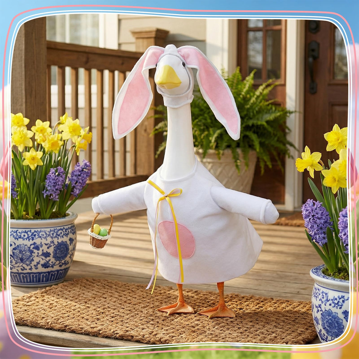 Guiqulai complete bunny costume kit enables quick porch decorating.