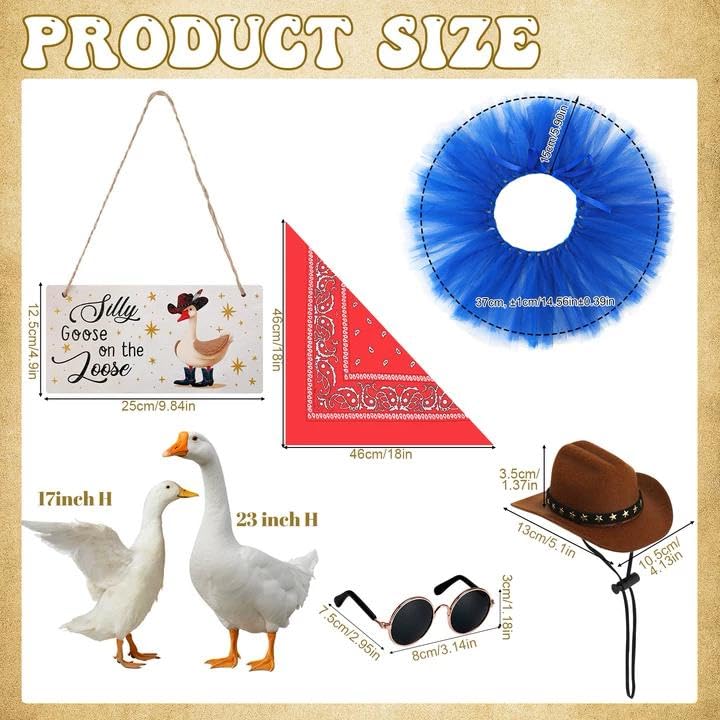 Guiqulai goose cowboy hat adds playful charm to outdoor porch geese.