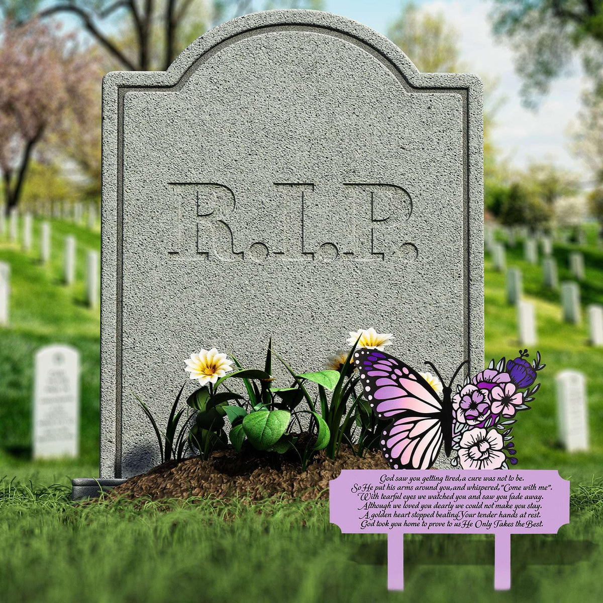 Guiqulai double-sided memorial stake displays text clearly from two angles
