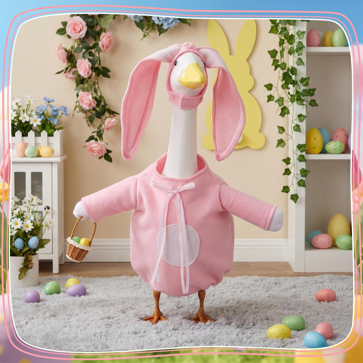 Guiqulai Easter Goose Outfit decorative eggs complete the festive accessory set.