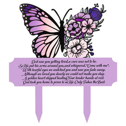 Guiqulai memorial stake with butterfly design for a lasting garden tribute