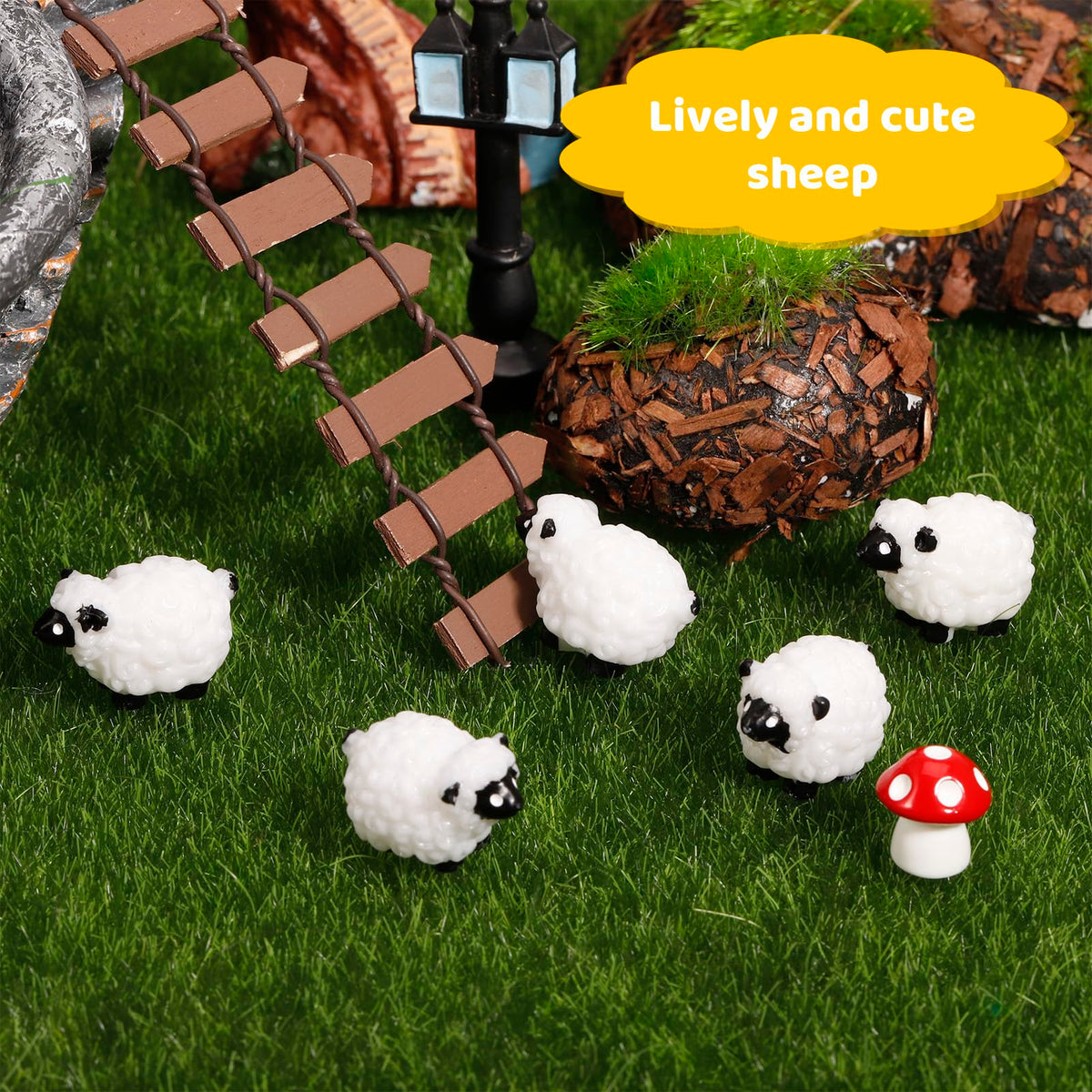 Guiqulai 100-piece sheep set for versatile DIY fairy landscape decor.