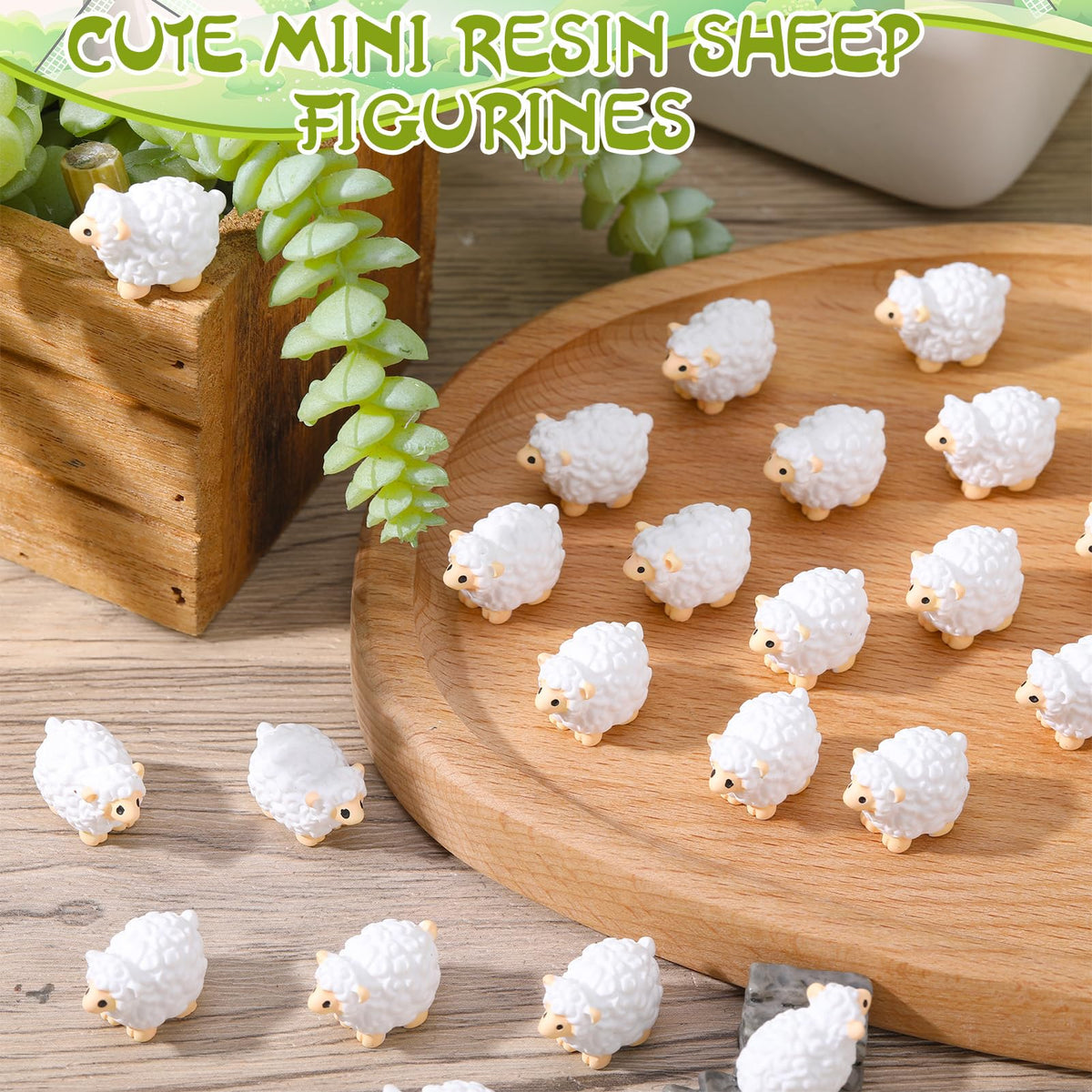 Guiqulai mini white sheep figurine close-up detail for collector sets