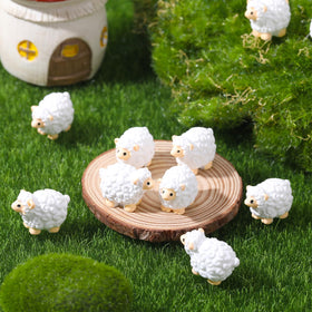 Guiqulai mini white sheep figurine desk decor for cozy indoor setups; cute accents
