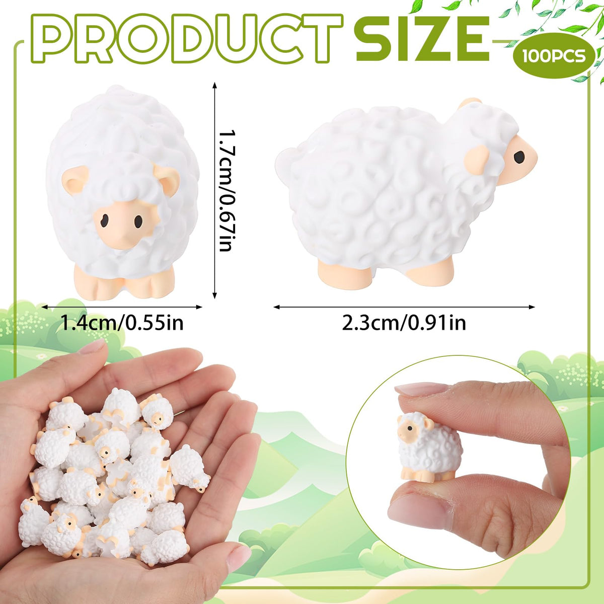 Guiqulai mini white sheep figurine fairy garden accent for charming potted displays; durable resin