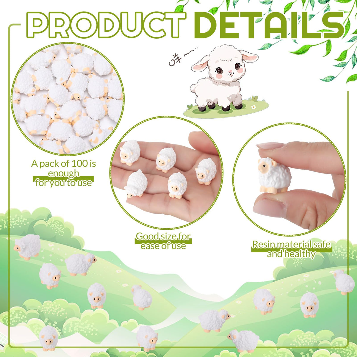 Guiqulai mini white sheep figurine garden decor for outdoor fairy landscapes; weather-resistant