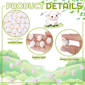 Guiqulai mini white sheep figurine garden decor for outdoor fairy landscapes; weather-resistant