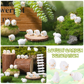 Guiqulai mini white sheep figurine sunlight outdoor display for fairy gardens
