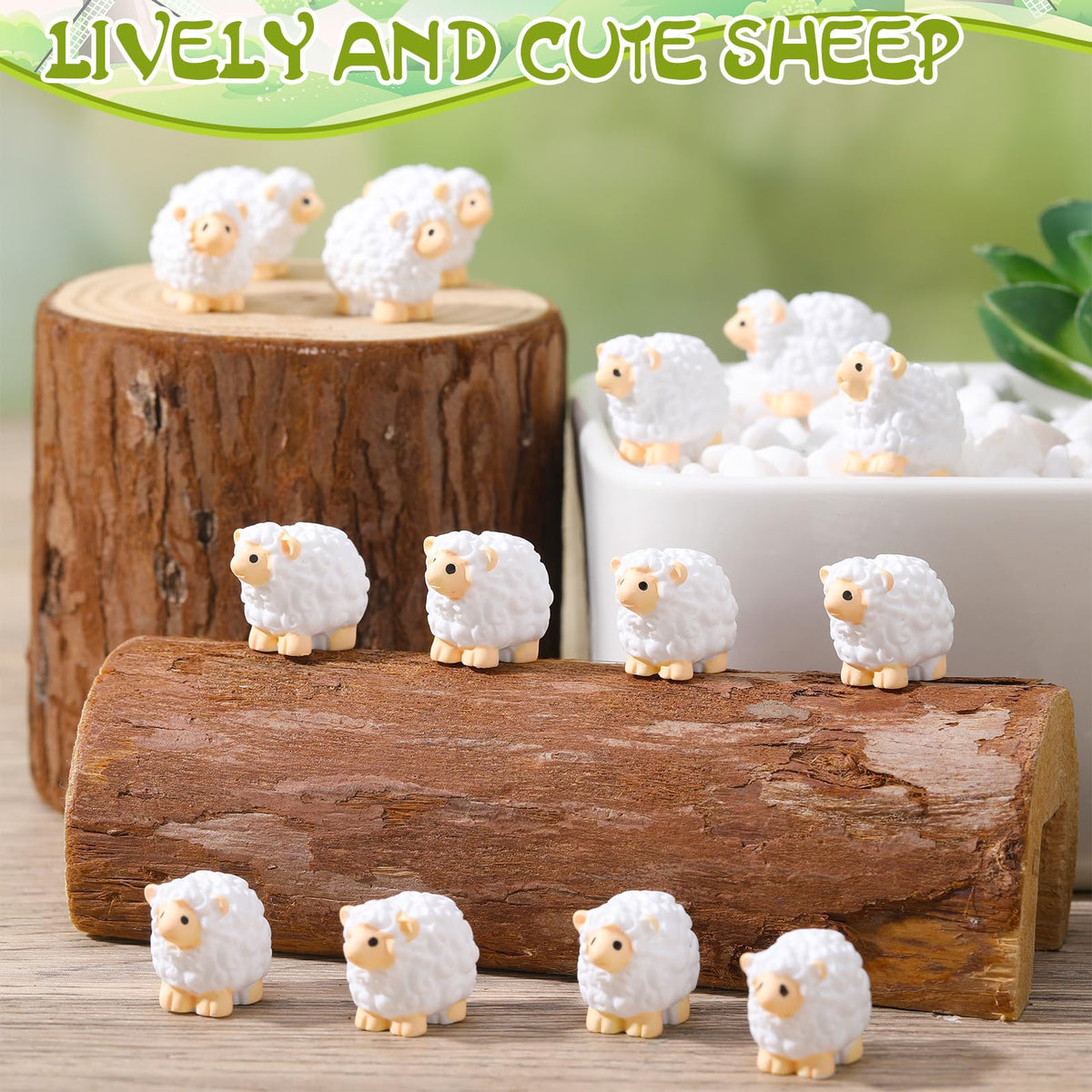 Guiqulai mini white sheep figurine window sill decoration for bright, playful shelves
