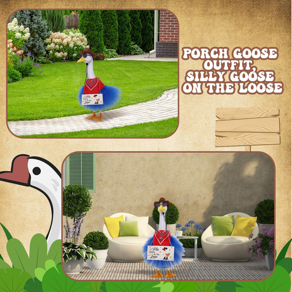 Guiqulai outdoor garden geese decor setup with western theme.
