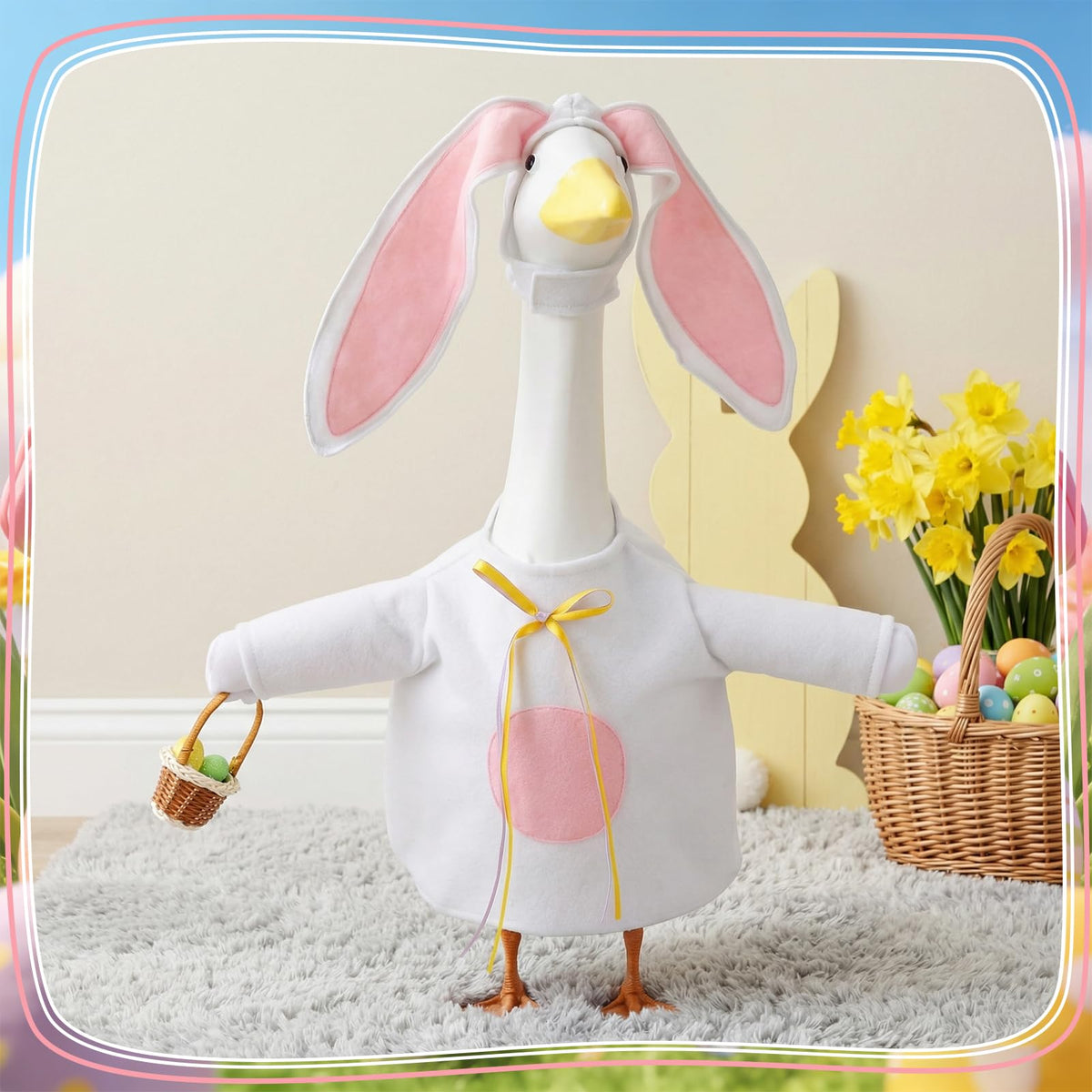 Guiqulai pink bunny design outfit adds vibrant garden centerpiece.