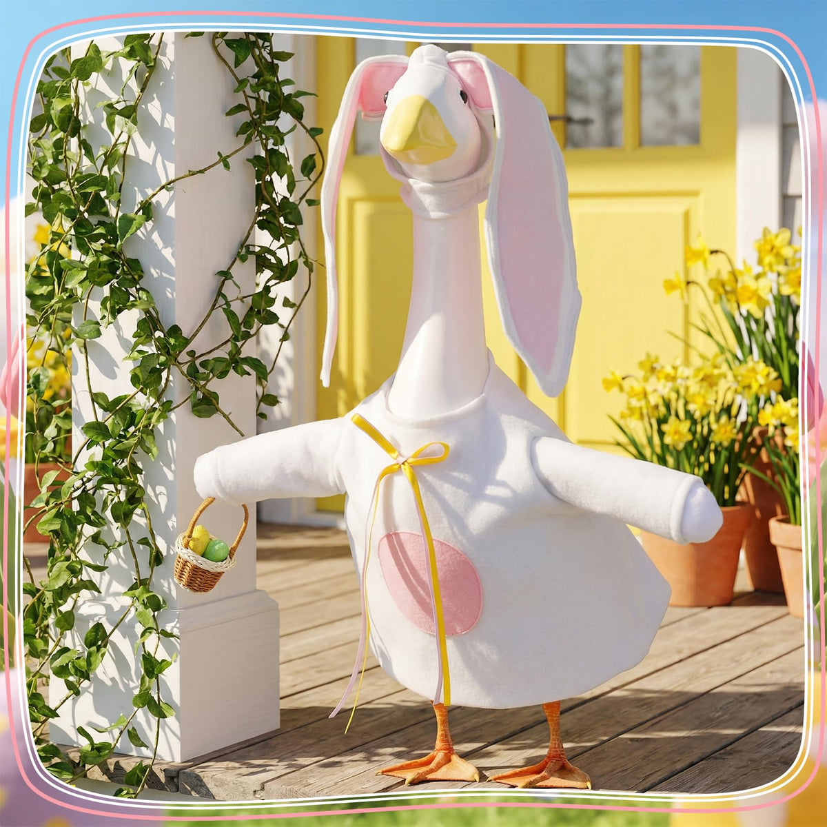Guiqulai porch garden Easter decoration enhances yard ambiance.