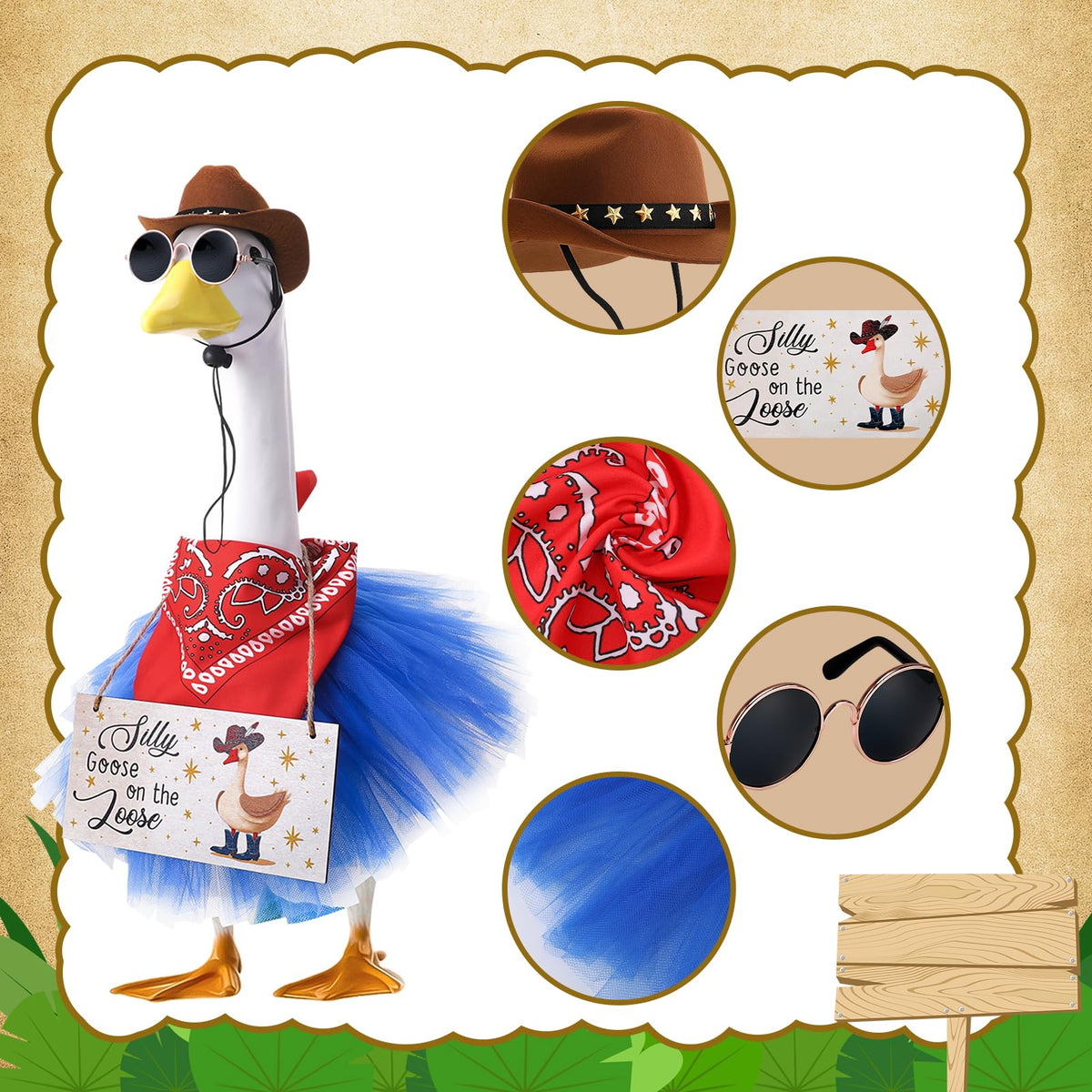 Guiqulai Silly Goose on The Loose wooden sign adds whimsy.